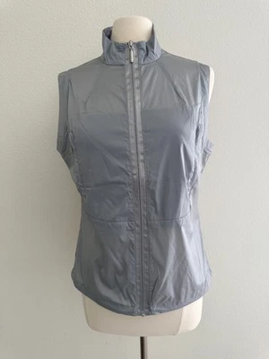 J.Lindeberg 女式灰色羽毛重量风衣背心 L 拉链运动户外 — 第 1/4 张图片