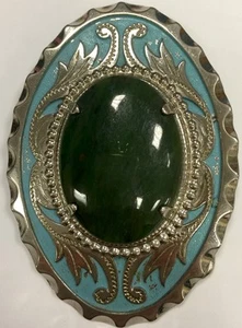 VTG Southwest Natural Stone Silver Tone Belt Buckle Scroll Polished SB2 - Picture 1 of 5