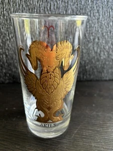 Vintage Anchor Hocking ARIES ZODIAC GLASS Black and Gold Astrology Horoscope - Picture 1 of 2
