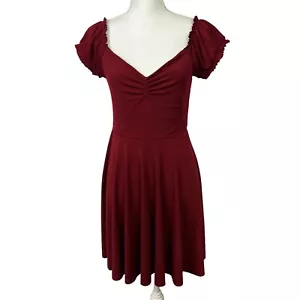 Angie Women’s Peasant Boho Dress Sz Medium Pullover Stretch Above Knee V-neck - Picture 1 of 13