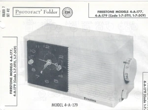 1958 FIRESTONE 4-A-177 179 Tube CLOCK RADIO Photofact SERVICE MANUAL 4A179 4A177 - Picture 1 of 2