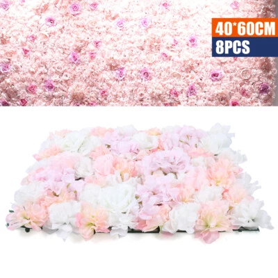 8 peças painel de parede flor de seda artificial casamento pano de fundo floral decoração de festa - Imagem 1 de 4
