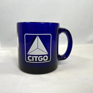 CITGO Gas Oil Company Cobalt Blue Glass Coffee Mug Cup - Picture 1 of 7