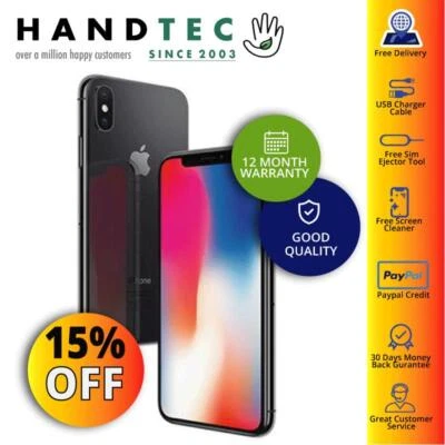 Apple iPhone X 64GB Unlocked Phone Space Grey - UK Model - GOOD B+ - Image 1 of 4