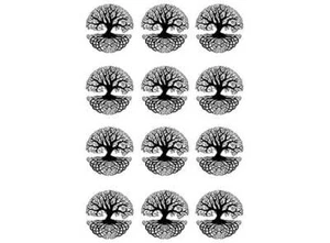 Calcomanías de vidrio fundido negro de 1 pulgada Celtic Tree of Life 12 piezas - Imagen 1 de 1