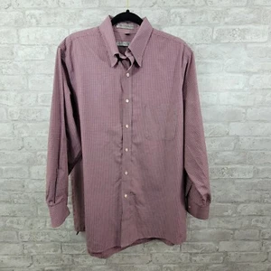 Geoffrey Beene long sleeve button down shirt mens size 15.5 32/33 red white - Picture 1 of 5