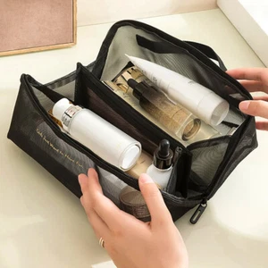 3Pcs Mesh Clear Cosmetic Bags Makeup Bag Portable Travel Toiletry Organizer Case - Picture 1 of 10