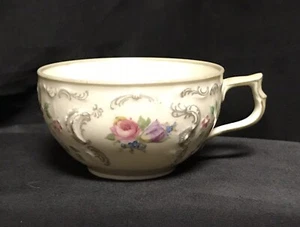 Rosenthal Sanssouci Germany Demitasse Tea Cup Floral, Grey Scrolls Trim RARE - Picture 1 of 8