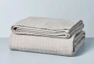 Hearth & Hand Magnolia Microstripe Coverlet Light Gray King  - Picture 1 of 5
