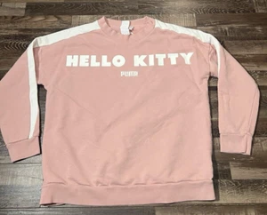 Puma X Hello Kitty Collaboration Crew Neck Pink Pullover Sweatshirt Size Large - Picture 1 of 5