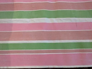 Vintage 70s Sanitas Flock Pink & Green Striped Wallpaper Partial Roll Retro Mod - Picture 1 of 17