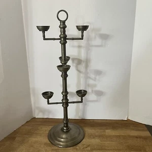Pottery Barn Heavy Pewter 6 Arm Floor Candelabra 25” - Picture 1 of 13
