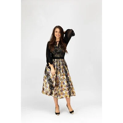 Spectacular Vintage 1950s Flocked Full Skirt and Matching Top With Silk Chiffon - Image 1 of 4