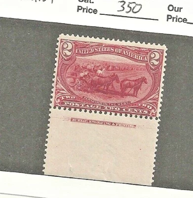 US Scott # 286, 2 cent copper red,MNH, XF, Trans Miss.1898, cv $350 - Image 1 of 2