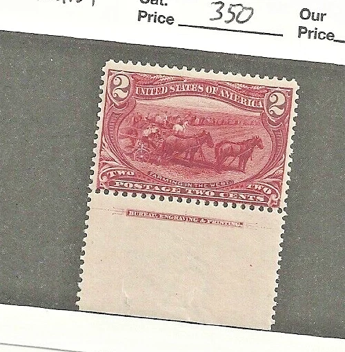 US Scott # 286, 2 cent copper red,MNH, XF, Trans Miss.1898, cv $350 - Image 1 of 2