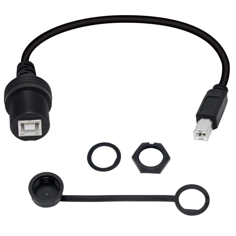 USB 2.0 Type B Panel Mount Printer Extension Cable, Male to Female - 0.3m - Image 1 of 4