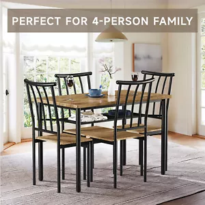✅5 Piece Dining Table Set for 4 Kitchen Table and Chairs with Storage Rack Wood - Picture 1 of 8
