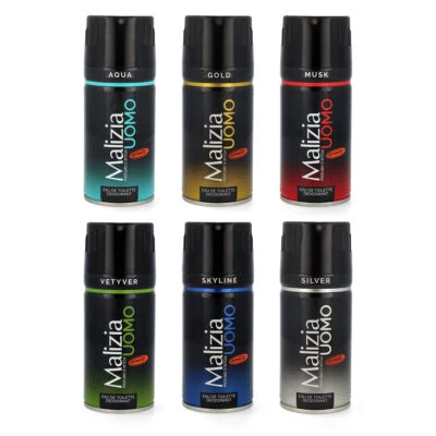 MALIZIA UOMO deo DREAM SET 6x150 ml deos Vetyver musk skyline gold silver aqua