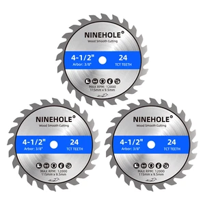 3Pack 4 1/2 Inch Circular Saw Blade 24T with 3/8-Inch Arbor, TCT Carbide Tipped - Picture 1 of 12