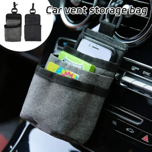 Car Vent Storage Bag Mobile Phone Power Bank Id Storage Bag Data with Cable Hole - Picture 1 of 16