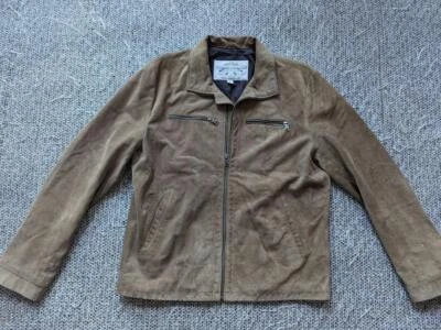 Chaqueta de cuero vintage BANANA REPUBLIC gamuza dividida cuero XL marrón motocicleta Foto 1 de 4