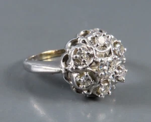 14K WHITE GOLD Pretty Cocktail Ring 1/3TCW NATURAL DIAMONDS Round Star Cluster 5 - Picture 1 of 10