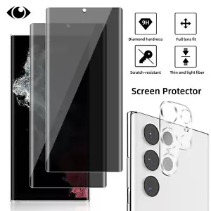 4X Privacy Screen Protector+Camera Lens For Samsung Galaxy S23 Ultra S22 S21 S20 - Picture 1 of 30