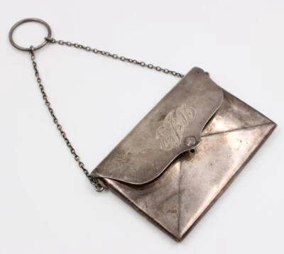 Estuche para tarjetas Chatelaine de plata de ley 1914 de Adie & Lovekin Birmingham 3x2 pulgadas Foto 1 de 4