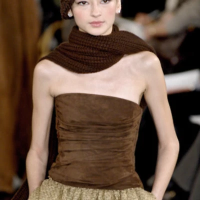 NUEVO CON ETIQUETAS COLECCIÓN RALPH LAUREN ETIQUETA PÚRPURA Gamuza Cuero Sin Tirantes Corsé Otoño '07 Foto 1 de 4