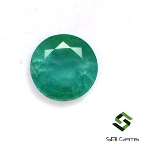 Piedra preciosa suelta sin tratar esmeralda natural certificada corte redondo 6,50 mm 1,13 quilates - Imagen 1 de 4