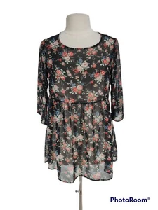 Happening in the Present transparentes geblümtes Minikleid Damen Gr. M 3/4 ohne Camisole - Bild 1 von 6