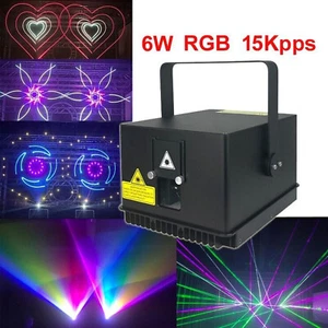 6W RGB 15kpps Laserlicht Animation Strahl Regenbogen DMX DJ Bühnenbeleuchtung DE - Bild 1 von 14