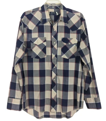 Camisa Western Vintage Wrangler Cuadros Manga Larga Botón a Presión Hombres L Foto 1 de 4