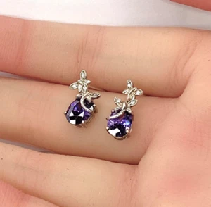 Amethyst Kristall Ohrstecker - -925 Sterling Silber - 1,6 cm Tropfen - Bild 1 von 4