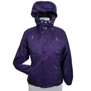 NILS Womens 8 Purple Snow Ski Jacket Quilted Lining Hidden Hood Skiing Snowboard - Picture 1 of 12