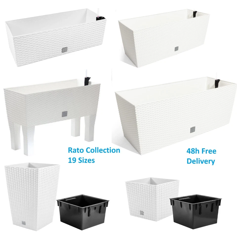 Rattan Design Elegant Tall Large Plant Pot Flower Indoor Outdoor Garden Planters - Image 1 of 4