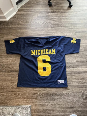 MICHIGAN WOLVERINES TYRONE WHEATLEY Navy #6 Size XL FOOTBALL JERSEY Cover