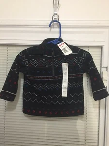Boy's Infant NWT Black W/ Blue Red & White Pullover 1/3 Zip Fleece Jacket - Picture 1 of 9