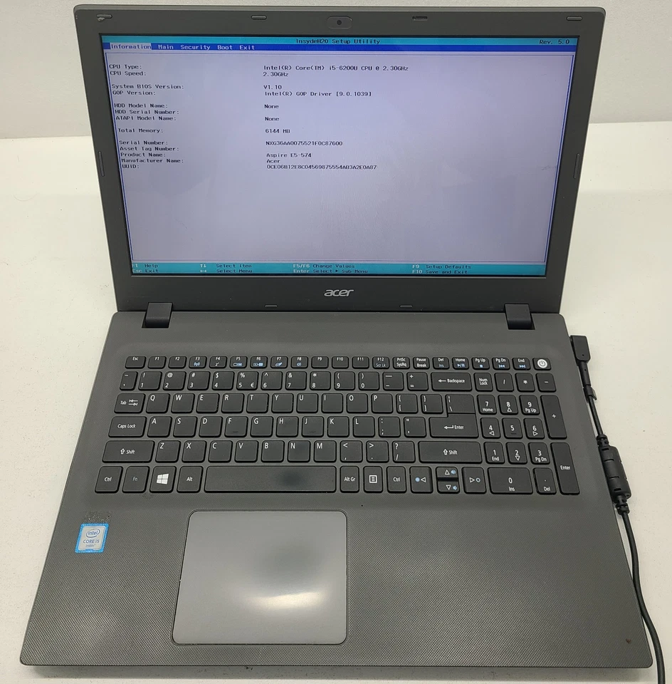 Portátil Acer Aspire E5-574-58JM Intel i5-6200U 6 GB RAM SIN HD/OS/BATT (FL) Foto 1 de 4