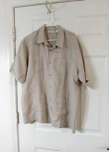 Cubavera Guayabera Hemd Herren XL Knopfleiste 4 Taschen bestickt Ramie Viskose - Bild 1 von 7