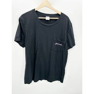 Victoria's Secret PINK schwarzes kurzärmliges Damen-T-Shirt mit Tasche Größe Large L - Bild 1 von 6
