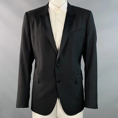 DOLCE & GABBANA Taille 48 Tuxedo Noir En Laine Vierge Et Soie À Revers - Photo 1/4