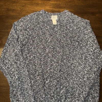 Suéter de manga larga LL BEAN XL negro gris jaspeado algodón cuello redondo para hombre Foto 1 de 4