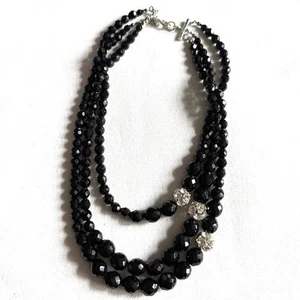 Kenneth Jay Lane schwarz Perlen Statement 3 Strang Halskette - Bild 1 von 5