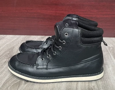 Old Navy Faux Leather Boys Black Jack High Top Sneakers Size 5 - Image 1 of 4