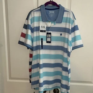 2 Unused Izod Polo XL , Blue Revival w/Tags & Patriot Stripe Without Tags - Picture 1 of 13