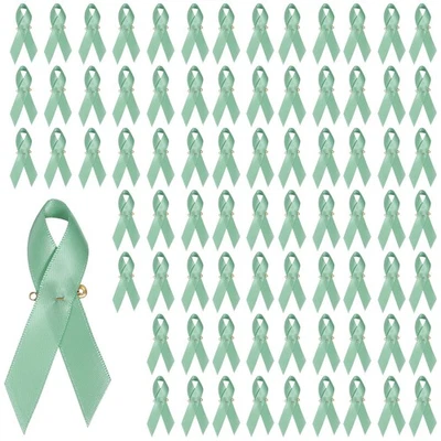 100 Pcs Polyester Ribbon Satin Pins, Celadon Foto 1 de 4