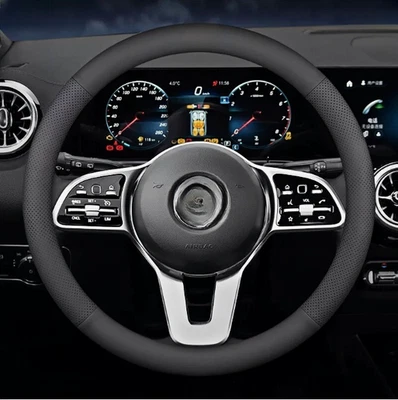 15" Steering Wheel Cover Genuine Leather For 1990-2025 Mercedes-Benz Black New Foto 1 de 4