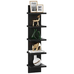 5 Tier Wall Shelf Unit,Black Vertical Shelf,Floating Storage Wall Shelf,Decor... - Picture 1 of 8