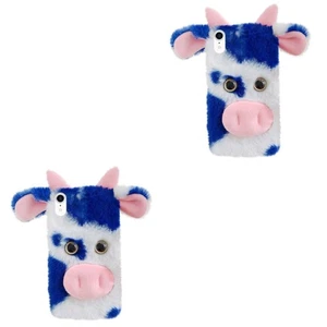 2 pcs Cartoon Plush Cow Phone Case Phone Protective Shell Compatible for iPhone - Picture 1 of 12